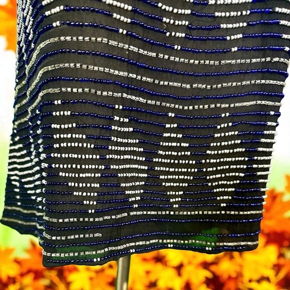 Parker Rare ‘Lola’ Diamond Design Beaded Split-Back High-Low Tank Top Size Small - Picture 4 of 16